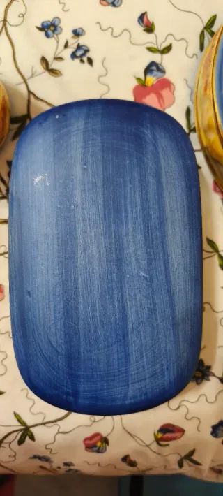 Conjunto Cenicero de cerámica azul y dorado