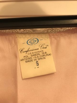 Camisón satén rosa encaje talla 5