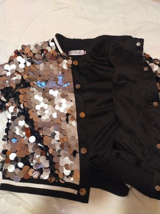Chaqueta Bomber Lentejuelas Plateadas