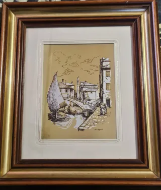 Quadro vintage su foglia dorata