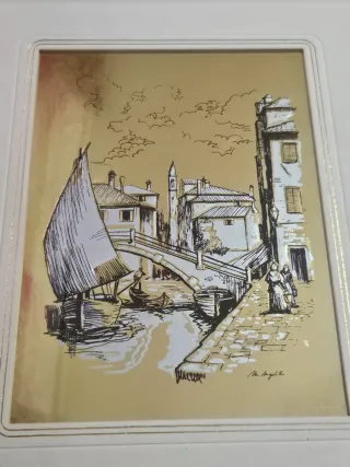 Quadro vintage su foglia dorata