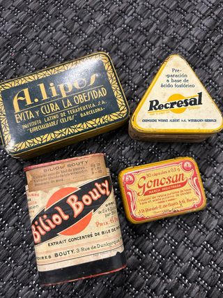 Lote 4 latas medicina antigua principios siglo