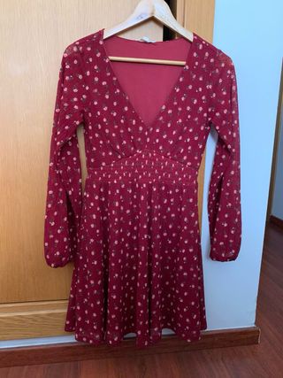 Jersey verde y vestido estampado