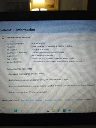 Portátil pc ASUS - i7, 12GB RAM, 256GB SSD