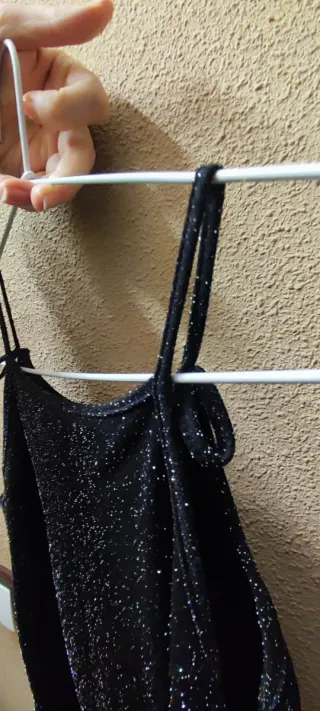 Vestido largo fiesta/noche negro brillante