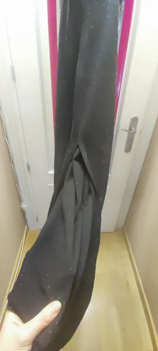 Vestido largo fiesta/noche negro brillante