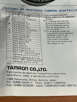Objetivo Tamron 28-70Mm  f/3.5-4.5 Adaptall-2.