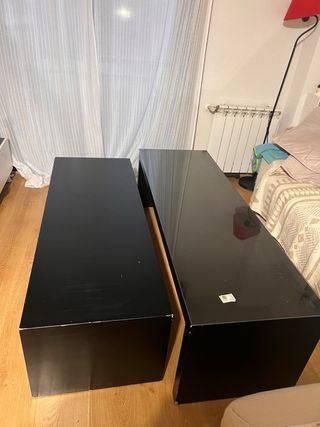 Conjunto 2 mesas nido centro cristal negro