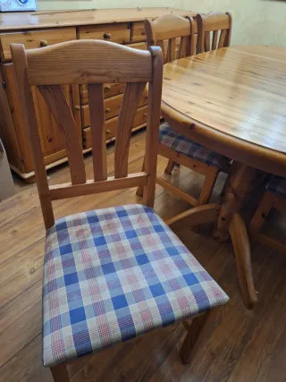 Conjunto mesa comedor y 6 sillas madera