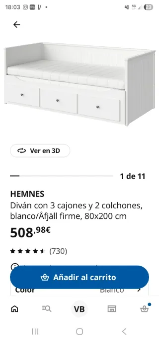 Sofá Cama Ikea Hemnes Blanco