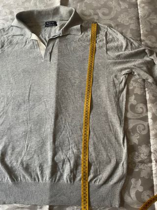 Massimo Dutti Polo Manga Larga Gris Talla L