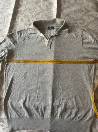 Massimo Dutti Polo Manga Larga Gris Talla L