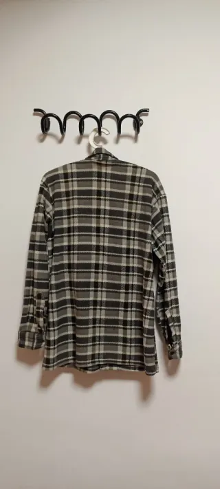 Camisa de leñador cuadros gris y negro de franela