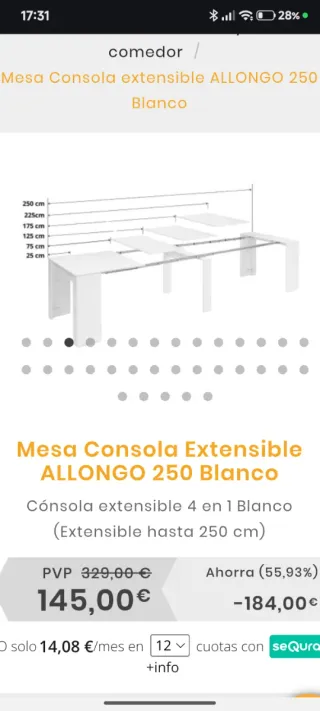 Mesa de comedor extensible madera