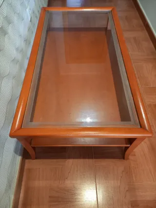 Mesa centro madera y cristal