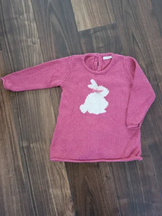 Vestido lana bebé 12-18 meses rosa