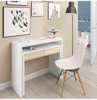 Escritorio consola blanco y madera
