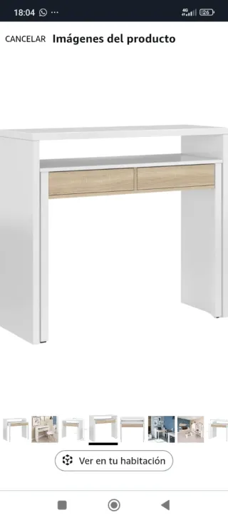 Escritorio consola blanco y madera