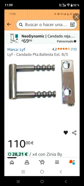2 candados Ballesta Acero Inoxidable macizo