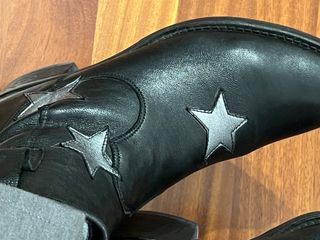 Stivaletti neri texano con stelle argento