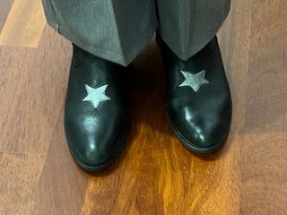 Stivaletti neri texano con stelle argento