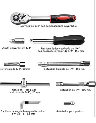 NUEVO! Set 46pcs llaves de vaso con carraca nuevo