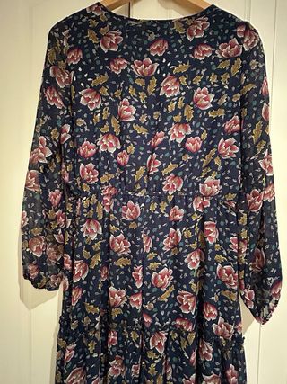 Vestido largo floral azul y rosa