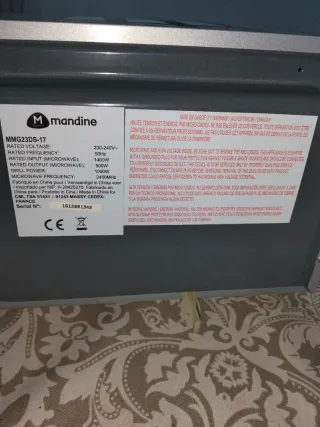 Microondas Mandine Grill Acero Inoxidable