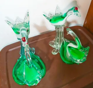 Escultura Cisnes de Cristal 25cm