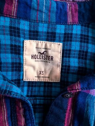 Camisa Hollister cuadros azul y rosa
