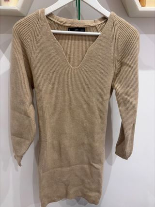 Vestido punto Mango beige Talla XS