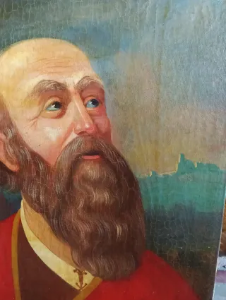 Coppia quadri olio su tela, medievale , ritratti