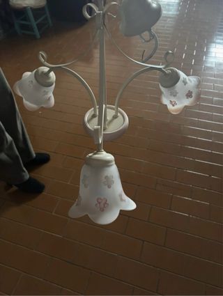 Lámpara colgante de cristal y metal