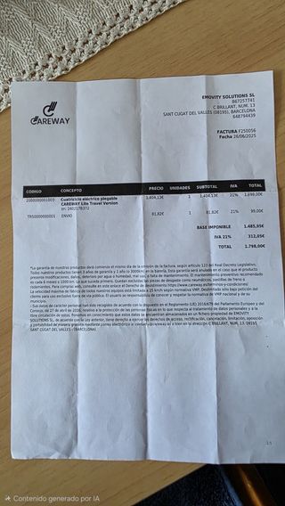 Cuatriciclo Eléctrico Plegable CAREWAY Lite