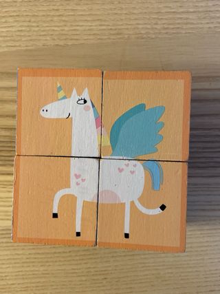 Cubos de madera puzzle león Oh My Baby