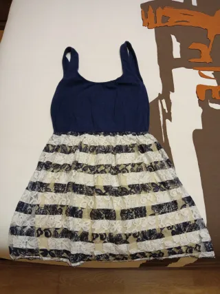 Vestido tirantes azul y beige Talla XS