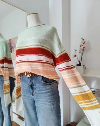 Jersey rayas multicolor con hilos dorados M 38
