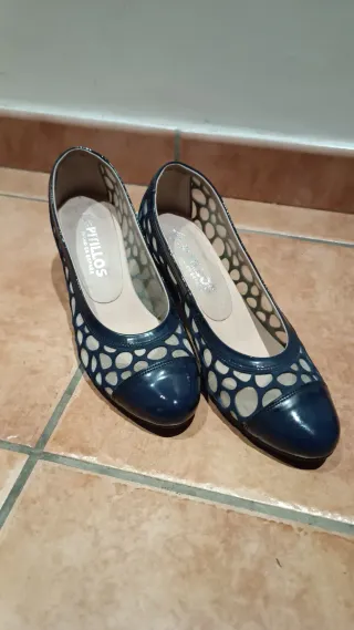 PITILLOS- Zapatos de tacón azul y beige transparen