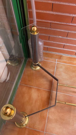 Mesa centro cristal y bronce