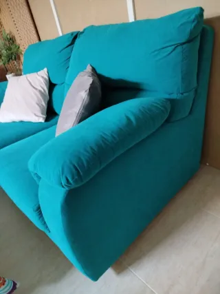 Sofá 3+2 plazas tela color turquesa