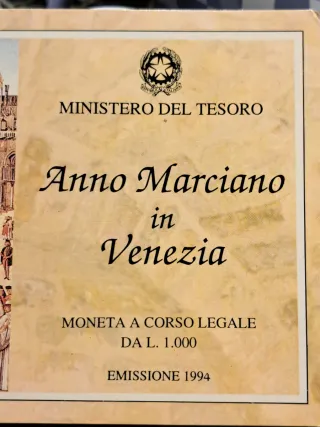 1000 Lire Argento Italia 1994 Anno Marciano