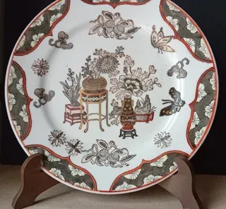 Doucai style piatto cinese Macau anni '40 / '60