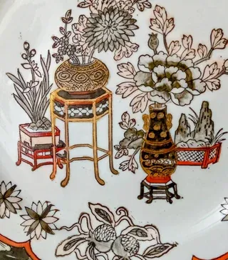 Doucai style piatto cinese Macau anni '40 / '60