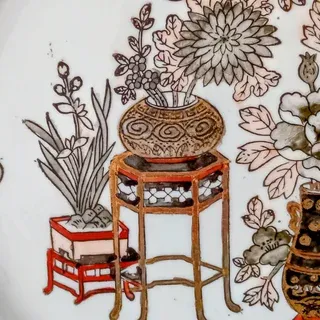 Doucai style piatto cinese Macau anni '40 / '60