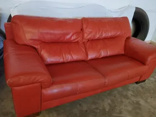 Sillones y Sofá de piel naranja