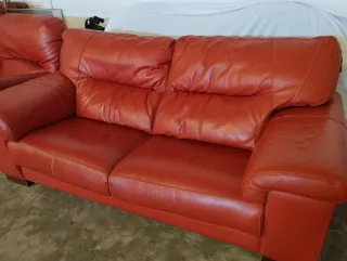 Sillones y Sofá de piel naranja