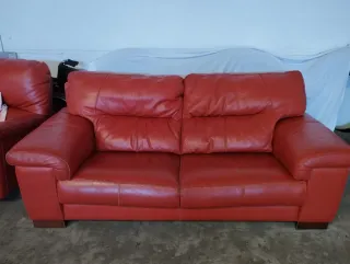 Sillones y Sofá de piel naranja