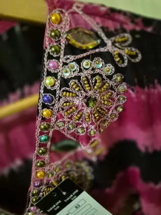 Tunic/Dress Yasar One Ethnic Beaded Pink Black