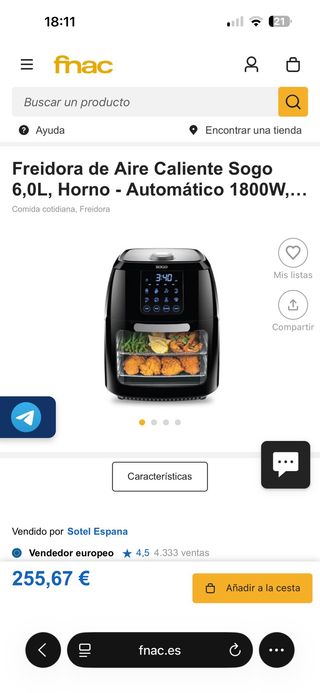 Freidora de Aire Sogo 6L Horno 1800W