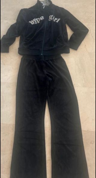 Conjunto chándal terciopelo negro S